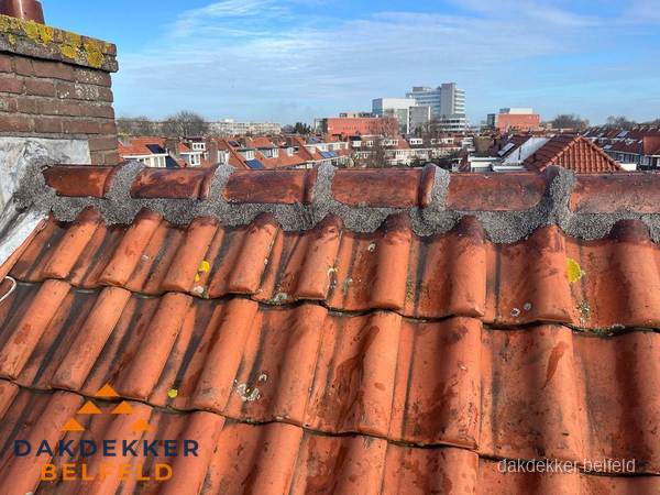 Pannendak met nokvorst en schoorsteen, dakrenovatie in Belfeld Pannendak met nokvorst en schoorsteen, dakrenovatie in Belfeld